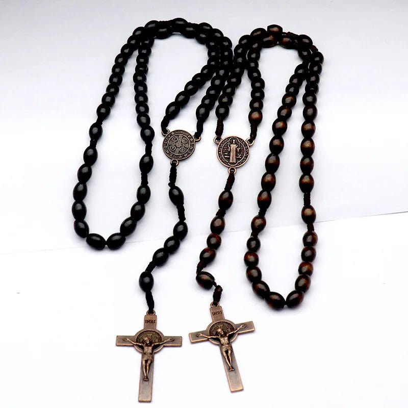 Faith & Gospel Cross Rosary Beads Necklace for Women Men Christian Virgin Mary INRI Pendant Chain Fashion Religion Jewelry by Creative Vault Marketplace