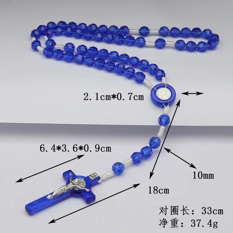 Faith & Gospel Cross Rosary Beads Necklace for Women Men Christian Virgin Mary INRI Pendant Chain Fashion Religion Jewelry by Creative Vault Marketplace
