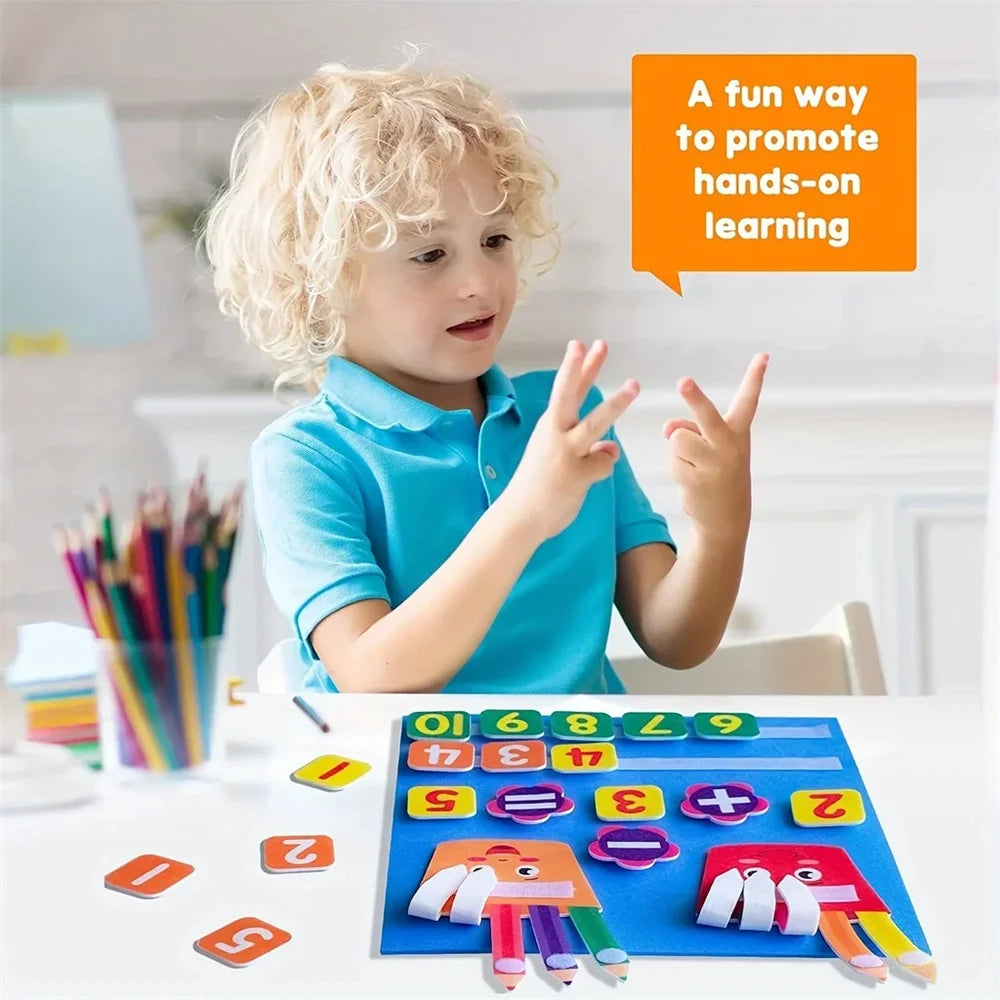Felt Learning Board Children Toys Educational DIY Toy Addition Subtraction Finger Arithmetic Teaching Enlightenment Board by Creative Vault Marketplace
