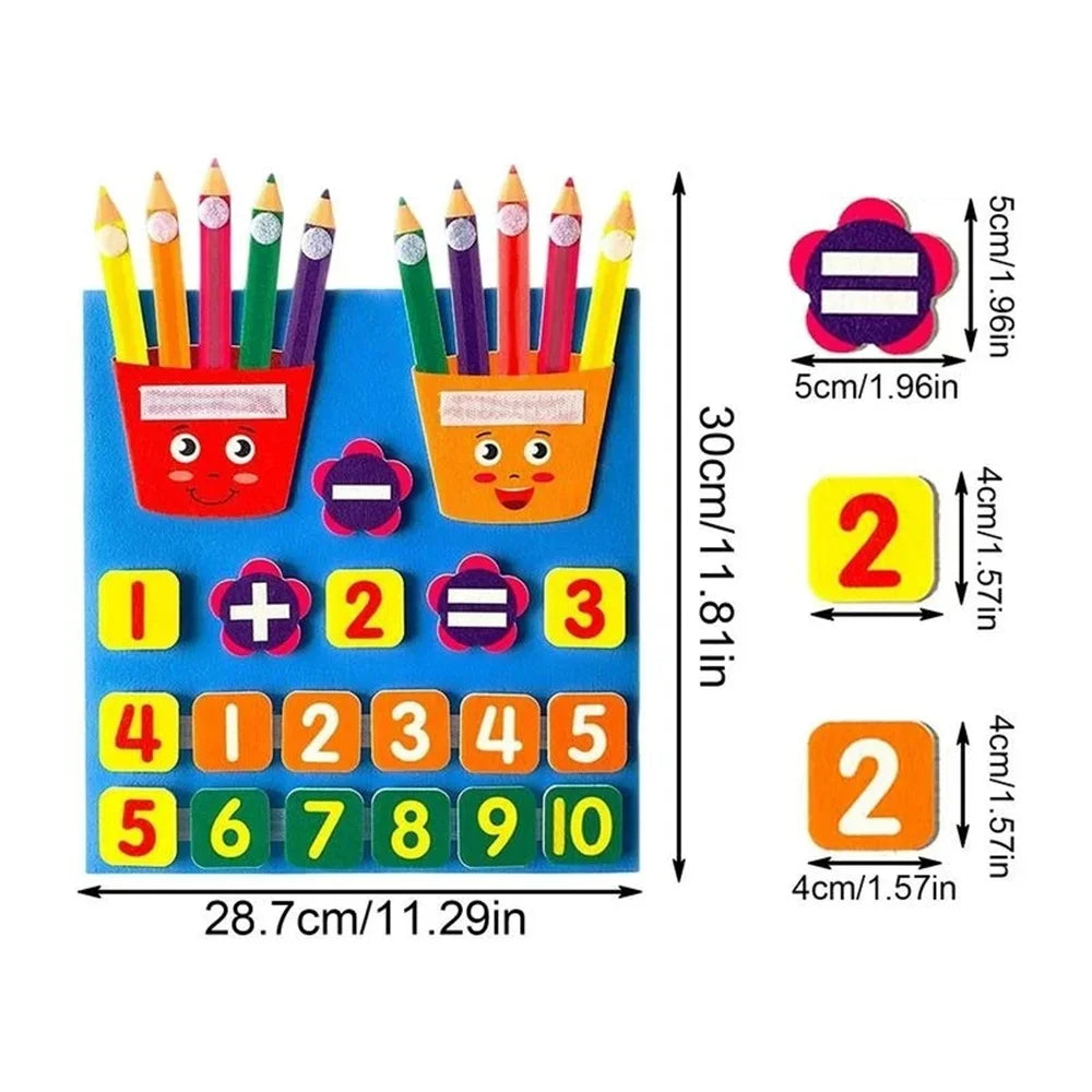 Felt Learning Board Children Toys Educational DIY Toy Addition Subtraction Finger Arithmetic Teaching Enlightenment Board by Creative Vault Marketplace