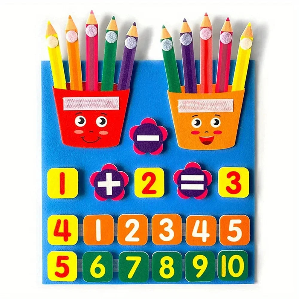 Felt Learning Board Children Toys Educational DIY Toy Addition Subtraction Finger Arithmetic Teaching Enlightenment Board by Creative Vault Marketplace