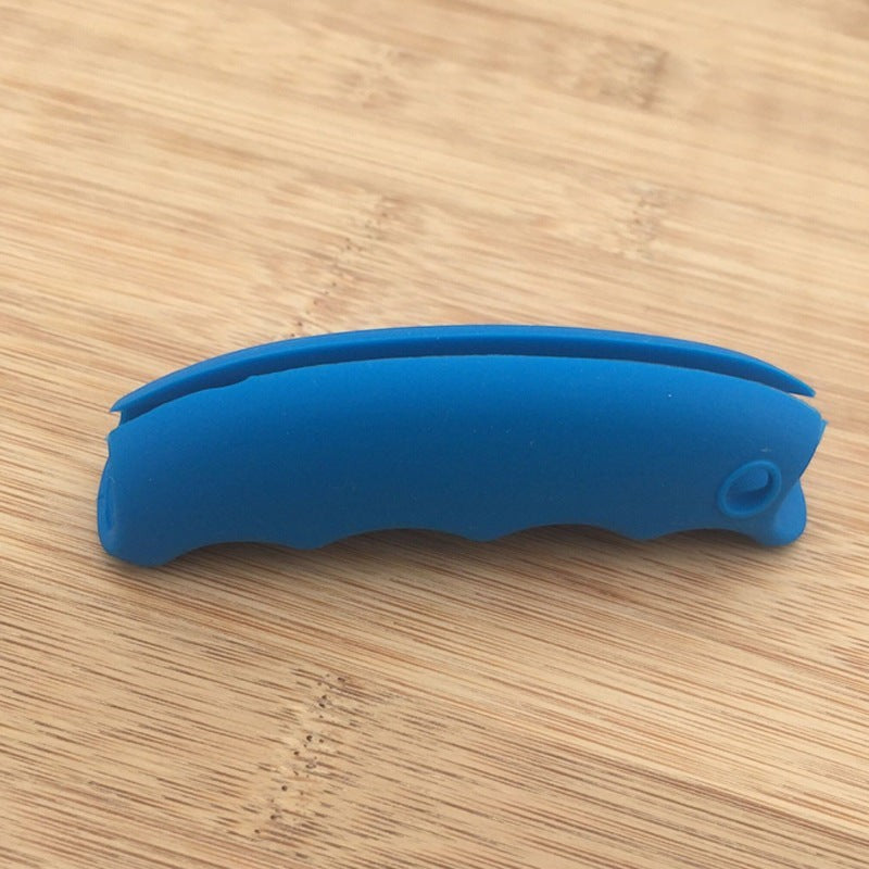 Creative Vault Marketplace blue silicone grocery bag grip with ergonomic non-slip design on a wooden surface