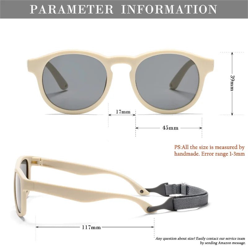 0-3 Years Newborn Fashion Baby's First Sunglasses with Strap Round Flexible UV400 Polarized Infant Silicone Sunglasses Accessory by Creative Vault Marketplace
