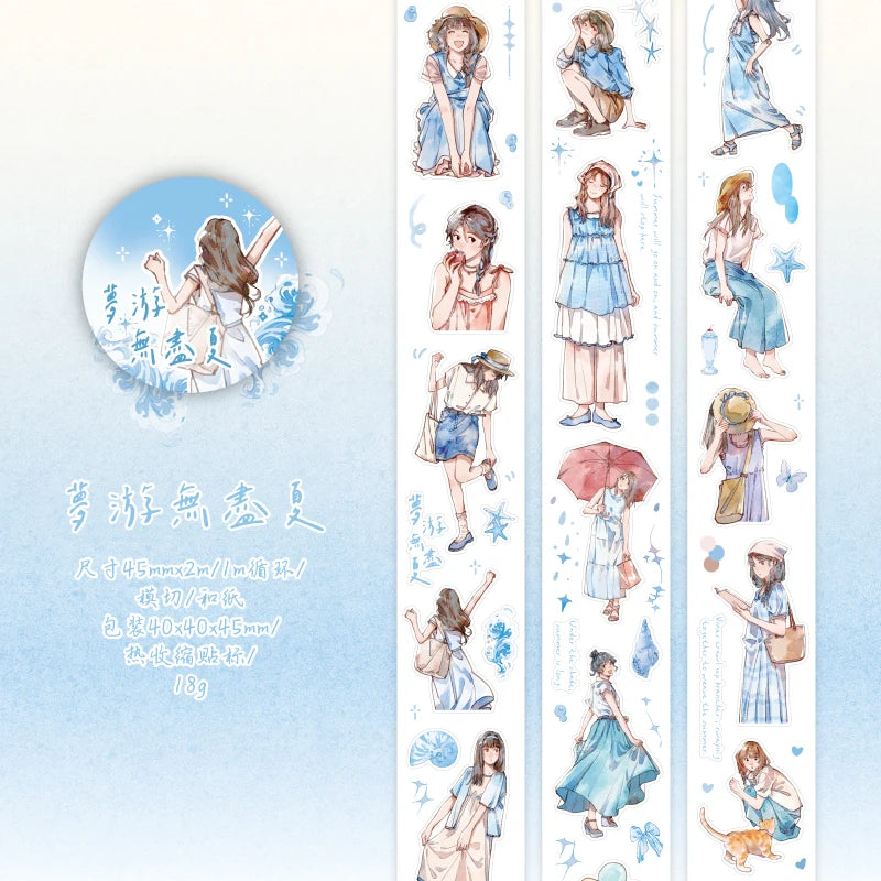 Journal Go 4.5x200cm Four Seasons Girl Tape DIY Scrapbooking Decor Photo Album Collage Junk Journal Planner Aesthetic Stickers by Creative Vault Marketplace