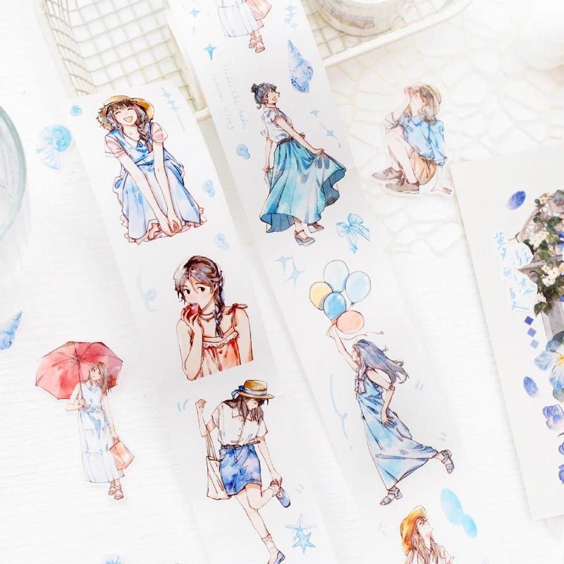 Journal Go 4.5x200cm Four Seasons Girl Tape DIY Scrapbooking Decor Photo Album Collage Junk Journal Planner Aesthetic Stickers by Creative Vault Marketplace