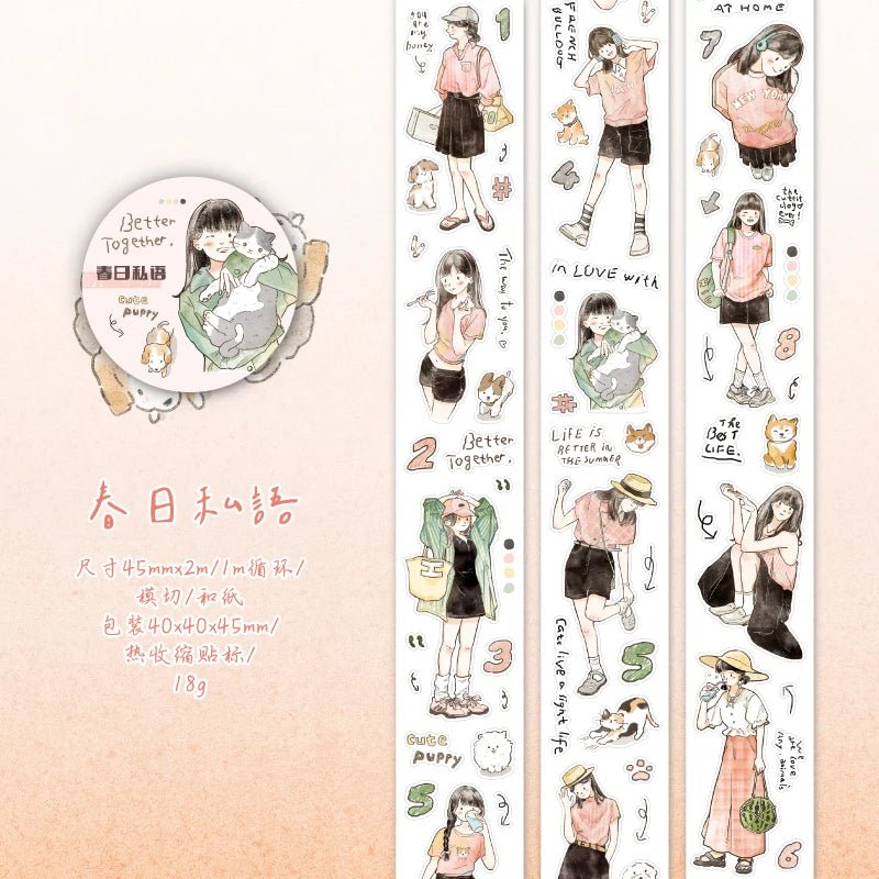 Journal Go 4.5x200cm Four Seasons Girl Tape DIY Scrapbooking Decor Photo Album Collage Junk Journal Planner Aesthetic Stickers by Creative Vault Marketplace