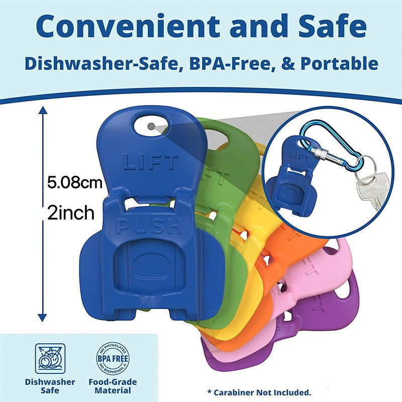 Creative Vault Marketplace colorful plastic soda can openers in blue, green, yellow, orange, pink, and purple.