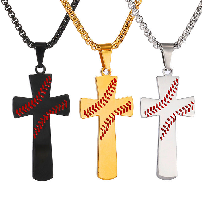 Faith Baseball Cross Pendant Necklace | Christian Jewelry | 3 Colors by Creative Vault Marketplace