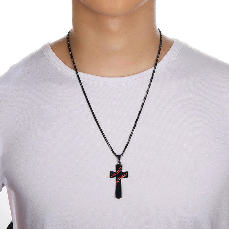 Faith Baseball Cross Pendant Necklace | Christian Jewelry | 3 Colors by Creative Vault Marketplace