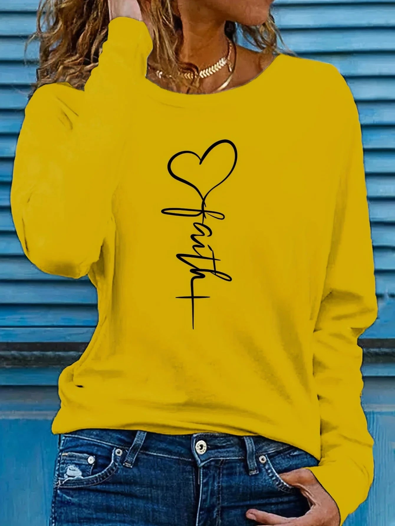 Faith Print Long Sleeve T-Shirt - Cozy Autumn Layering Tee for Inspired Women by Creative Vault Marketplace