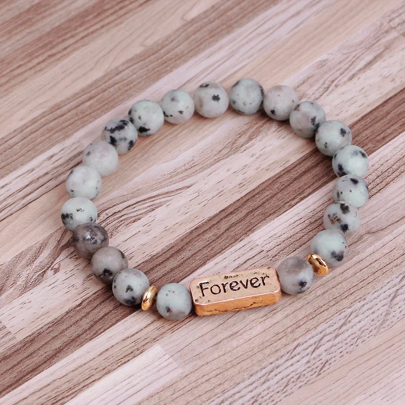 Women Men Letter Bracelets Vintage Natural Stones Beaded Bracelet Punk Inspirational Forever Faith Bracelets Handmade Jewelry by Creative Vault Marketplace