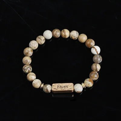 Women Men Letter Bracelets Vintage Natural Stones Beaded Bracelet Punk Inspirational Forever Faith Bracelets Handmade Jewelry by Creative Vault Marketplace