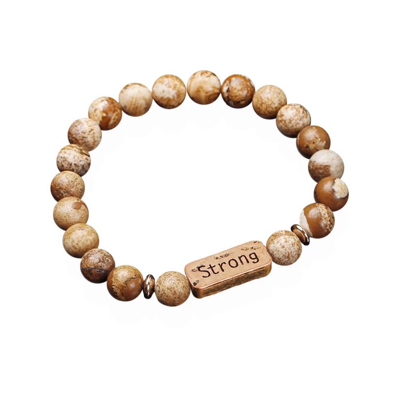 Women Men Letter Bracelets Vintage Natural Stones Beaded Bracelet Punk Inspirational Forever Faith Bracelets Handmade Jewelry by Creative Vault Marketplace
