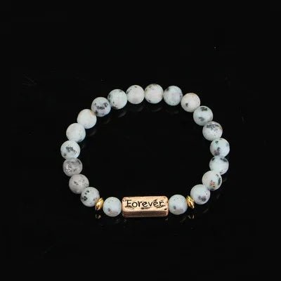 Women Men Letter Bracelets Vintage Natural Stones Beaded Bracelet Punk Inspirational Forever Faith Bracelets Handmade Jewelry by Creative Vault Marketplace