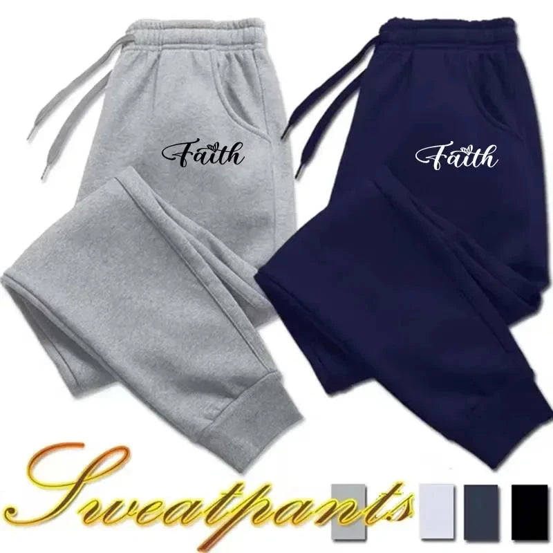 Women's Faith Letter Print Jogging Pants - Casual Comfort for Every Activity by Creative Vault Marketplace