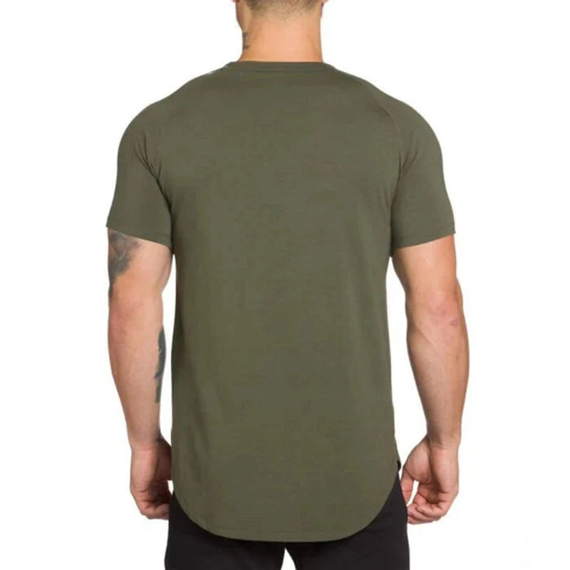 Faith Over Fear Gym Fitness Clothing Summer Short Sleeve T Shirt Hip Hop Extra Long Tops Tee Tshirts Men Cotton Slim Fit T-shirt by Creative Vault Marketplace