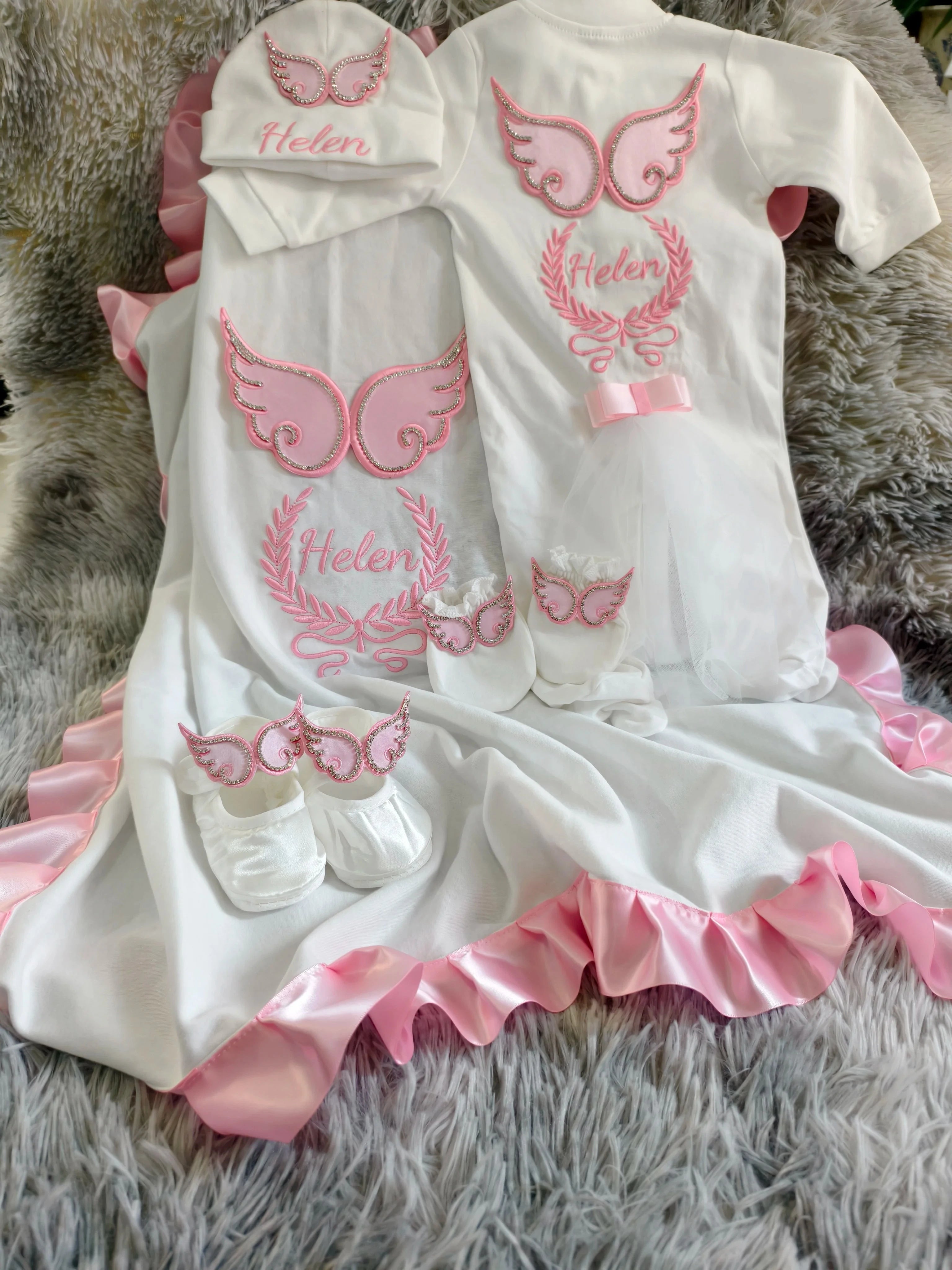 Newborn Baby Girl Coming Home Outfit – Elegant Comfort with Custom Name for Cherished Moments by Creative Vault Marketplace