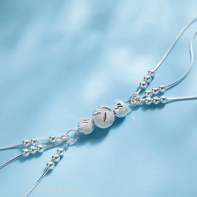 Fine 925 Sterling Silver Bead Charm Bracelet For Women Girls Lady cute Wedding Party Bohemian Fashion Jewelry Gift noble y2k by Creative Vault Marketplace