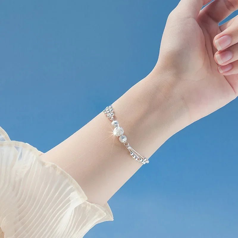 Fine 925 Sterling Silver Bead Charm Bracelet For Women Girls Lady cute Wedding Party Bohemian Fashion Jewelry Gift noble y2k by Creative Vault Marketplace