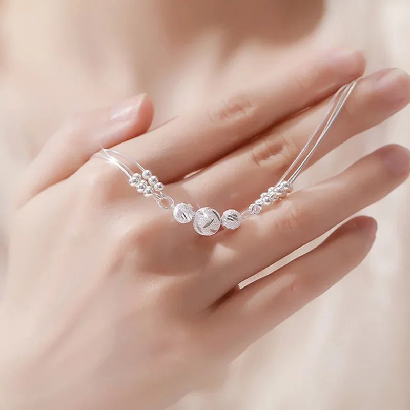 Fine 925 Sterling Silver Bead Charm Bracelet For Women Girls Lady cute Wedding Party Bohemian Fashion Jewelry Gift noble y2k by Creative Vault Marketplace