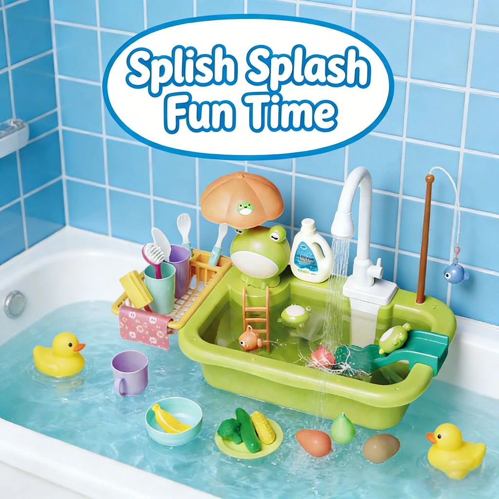 Children's Fitchen Toys Electric Fun Water Play Water Wash Basin Fishing Dishwashing Home Role-Playing Baby Early Education Toys by Creative Vault Marketplace