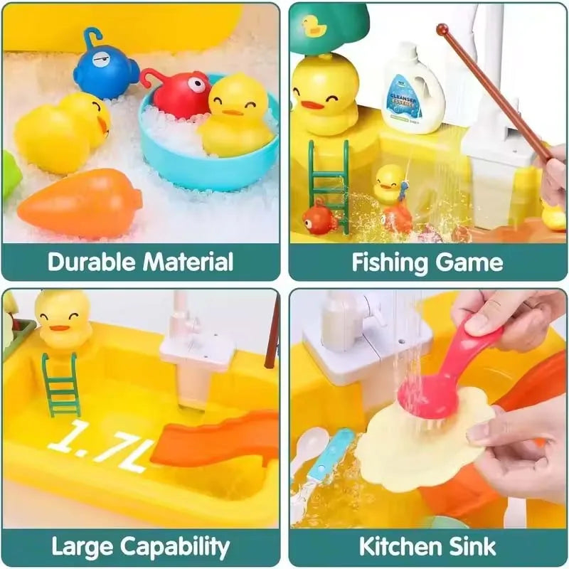 Children's Fitchen Toys Electric Fun Water Play Water Wash Basin Fishing Dishwashing Home Role-Playing Baby Early Education Toys by Creative Vault Marketplace