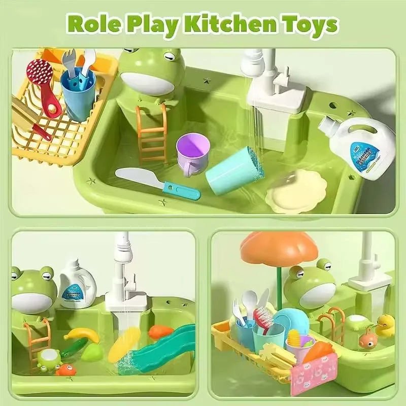 Children's Fitchen Toys Electric Fun Water Play Water Wash Basin Fishing Dishwashing Home Role-Playing Baby Early Education Toys by Creative Vault Marketplace