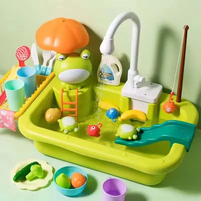 Children's Fitchen Toys Electric Fun Water Play Water Wash Basin Fishing Dishwashing Home Role-Playing Baby Early Education Toys by Creative Vault Marketplace