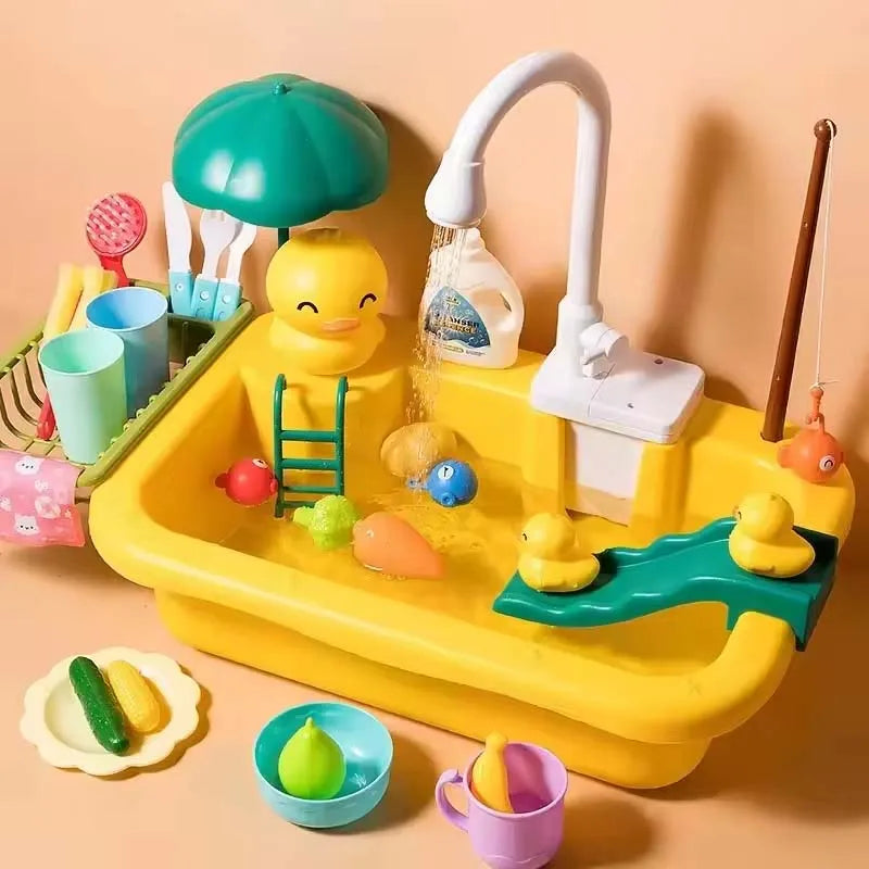 Children's Fitchen Toys Electric Fun Water Play Water Wash Basin Fishing Dishwashing Home Role-Playing Baby Early Education Toys by Creative Vault Marketplace