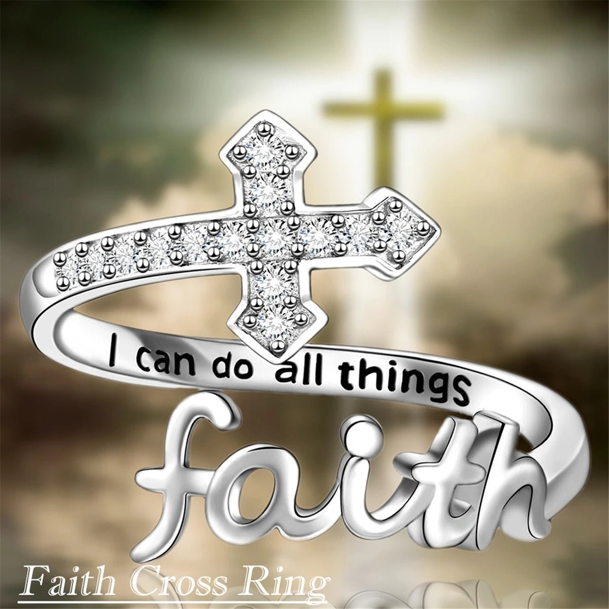 1Pc Exquisite Faith Cross Open Ring Fashion Christian Jewelry Daily Accessories Women's Prayer Blessing Perfect Gift by Creative Vault Marketplace