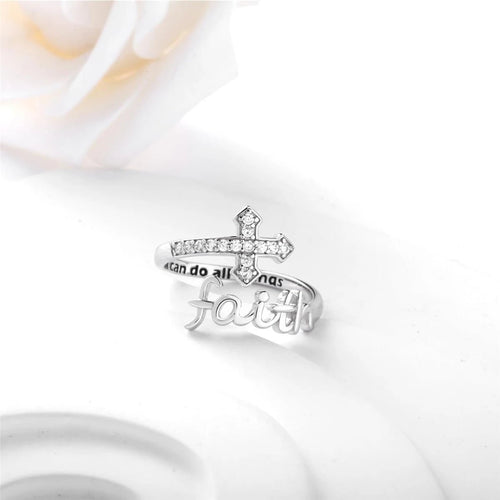 1Pc Exquisite Faith Cross Open Ring Fashion Christian Jewelry Daily Accessories Women's Prayer Blessing Perfect Gift by Creative Vault Marketplace