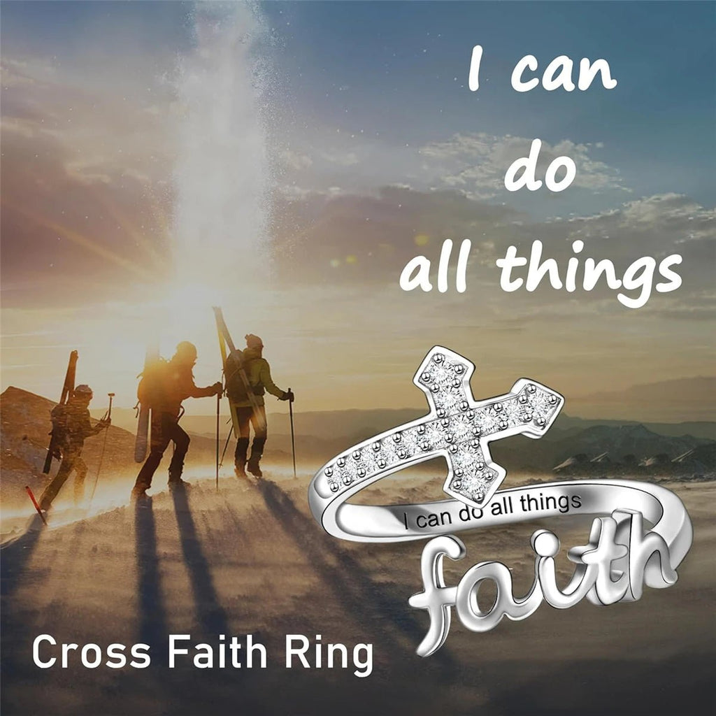 1Pc Exquisite Faith Cross Open Ring Fashion Christian Jewelry Daily Accessories Women's Prayer Blessing Perfect Gift by Creative Vault Marketplace
