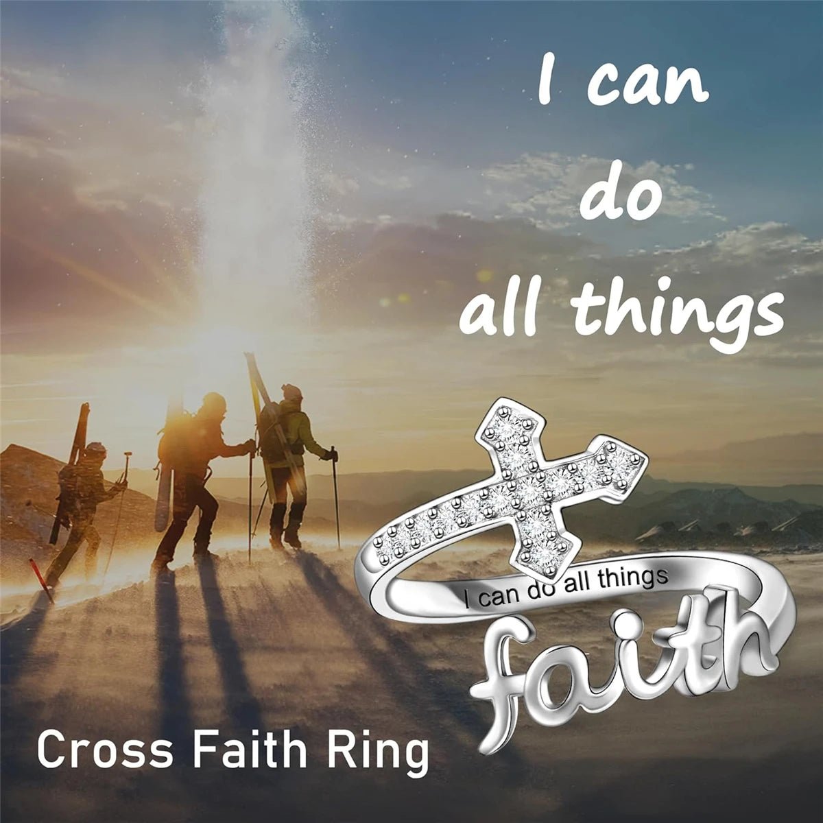 1Pc Exquisite Faith Cross Open Ring Fashion Christian Jewelry Daily Accessories Women's Prayer Blessing Perfect Gift by Creative Vault Marketplace