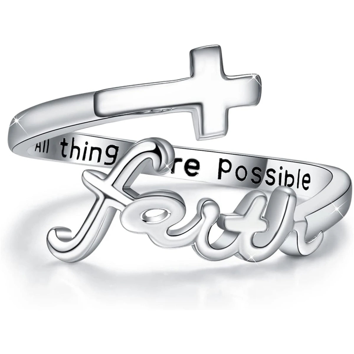 1Pc Exquisite Faith Cross Open Ring Fashion Christian Jewelry Daily Accessories Women's Prayer Blessing Perfect Gift by Creative Vault Marketplace