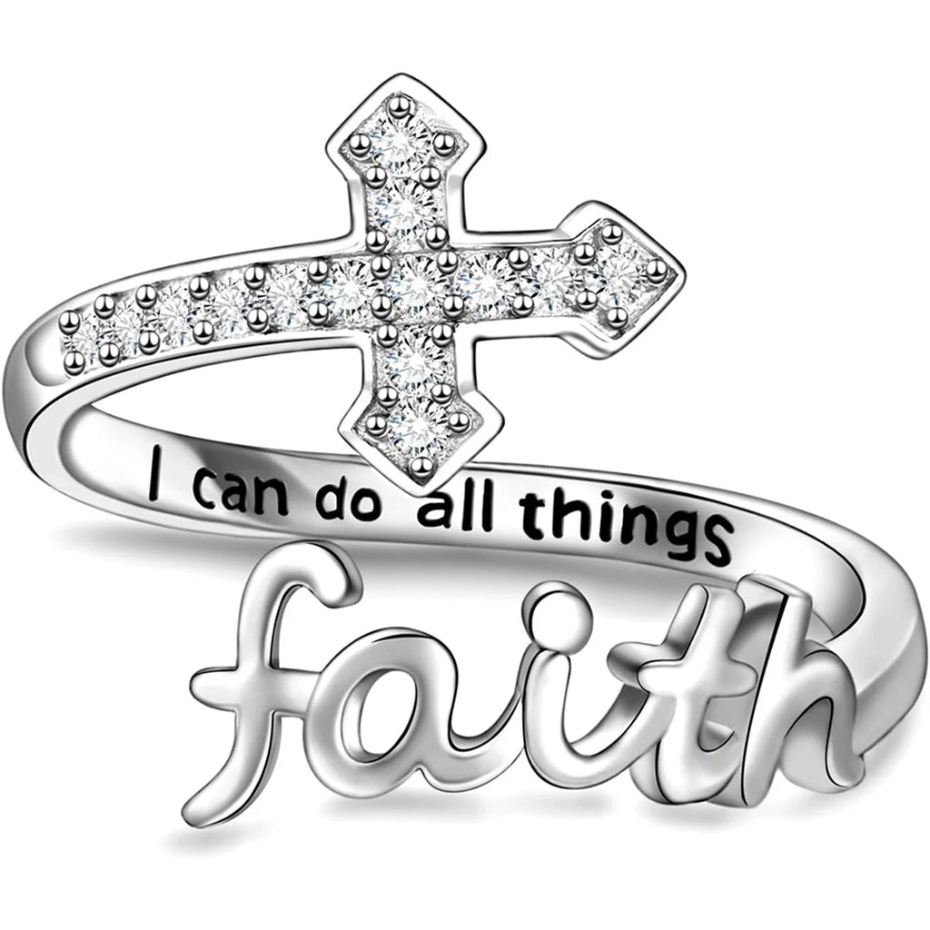 1Pc Exquisite Faith Cross Open Ring Fashion Christian Jewelry Daily Accessories Women's Prayer Blessing Perfect Gift by Creative Vault Marketplace