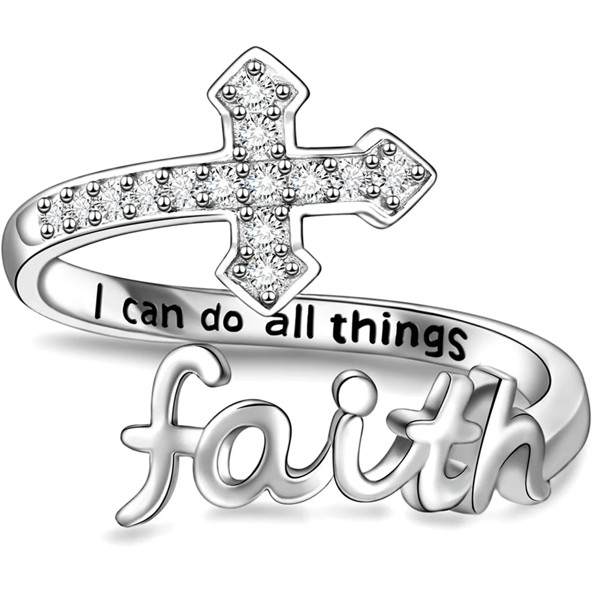 1Pc Exquisite Faith Cross Open Ring Fashion Christian Jewelry Daily Accessories Women's Prayer Blessing Perfect Gift by Creative Vault Marketplace