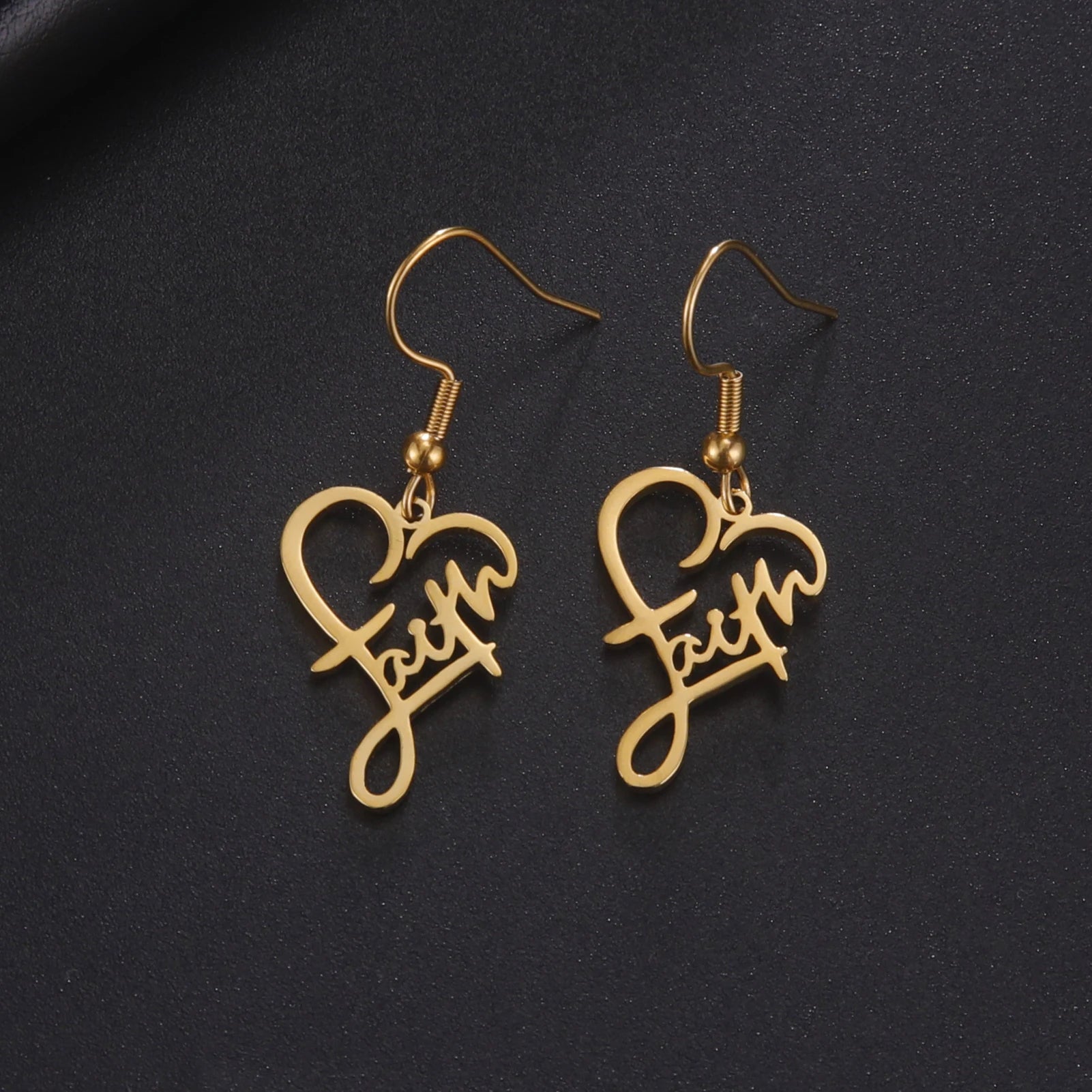LIKGREAT Faith Heart Earrings Stainless Steel Jesus Love Family Dangle Earring Christian Inspirational Jewelry Birthday Gift by Creative Vault Marketplace