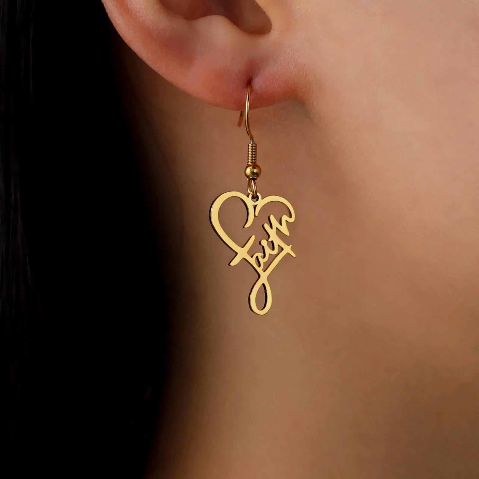 LIKGREAT Faith Heart Earrings Stainless Steel Jesus Love Family Dangle Earring Christian Inspirational Jewelry Birthday Gift by Creative Vault Marketplace