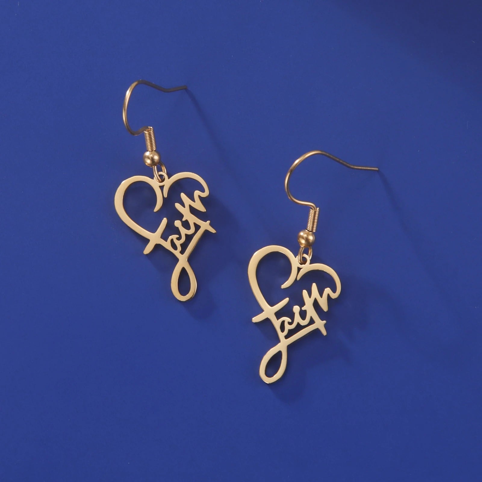 LIKGREAT Faith Heart Earrings Stainless Steel Jesus Love Family Dangle Earring Christian Inspirational Jewelry Birthday Gift by Creative Vault Marketplace