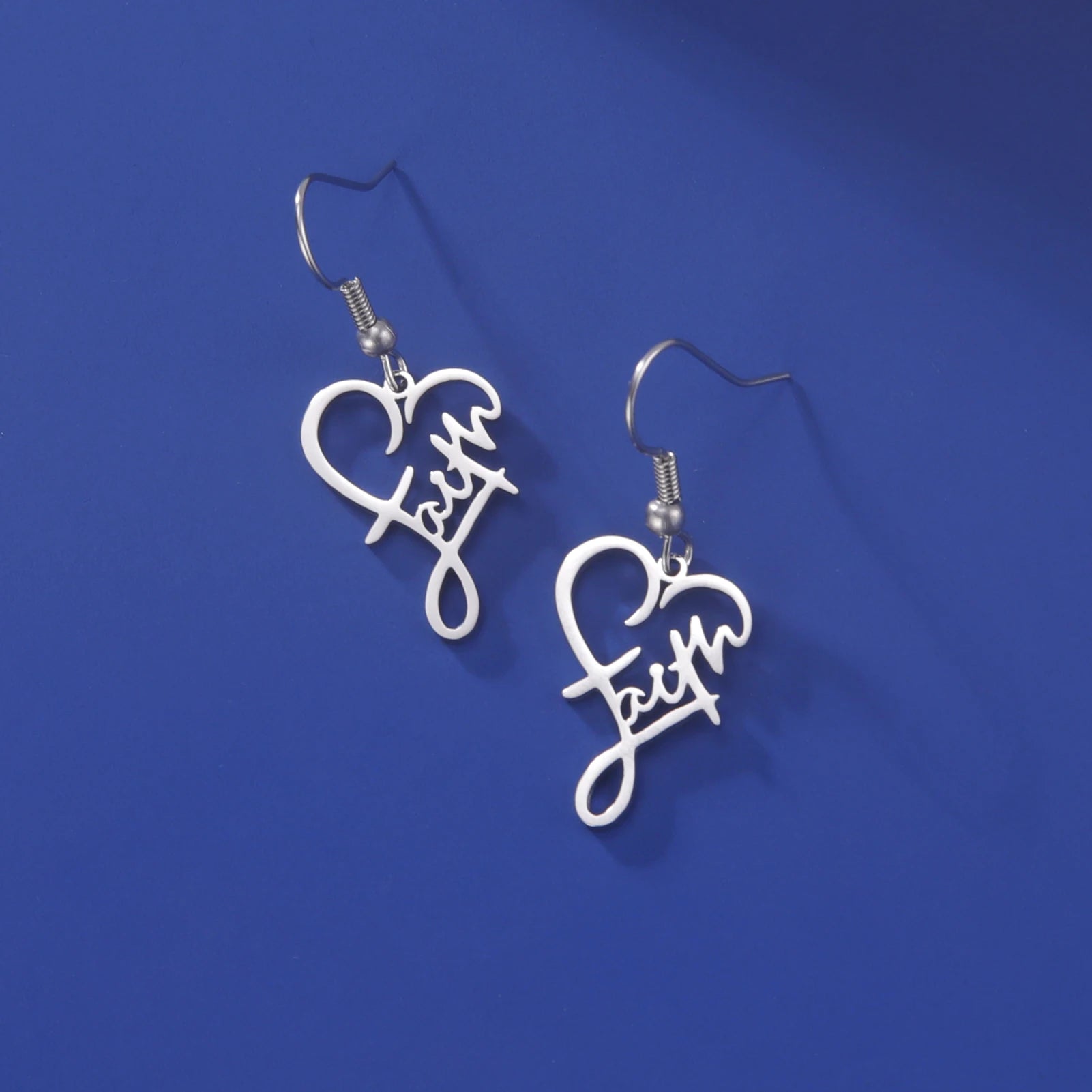 LIKGREAT Faith Heart Earrings Stainless Steel Jesus Love Family Dangle Earring Christian Inspirational Jewelry Birthday Gift by Creative Vault Marketplace