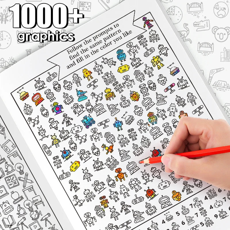 Fun visual books for children to find hidden items and color them in to enhance their attention and observation skills by Creative Vault Marketplace