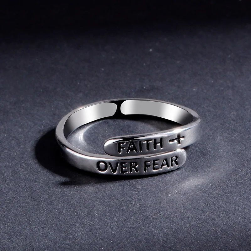 Retro Faith Cross Ring For Women Men Silver Color Punk Gothic Open Ring Unisex Jewelry Christian Accessories Holy Family Gift by Creative Vault Marketplace