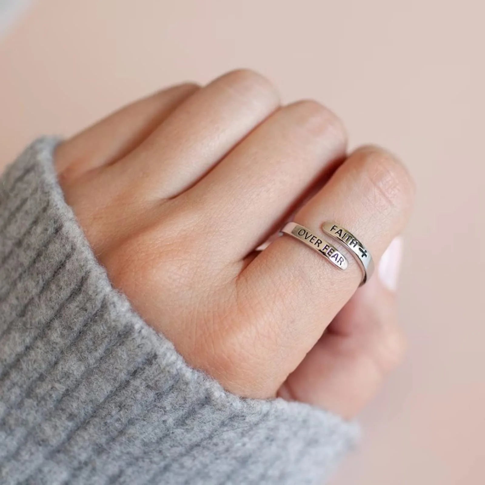 Retro Faith Cross Ring For Women Men Silver Color Punk Gothic Open Ring Unisex Jewelry Christian Accessories Holy Family Gift by Creative Vault Marketplace
