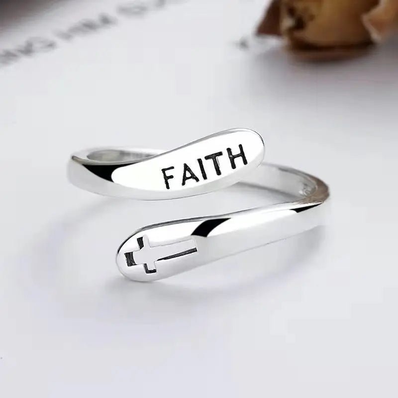 Retro Faith Cross Ring For Women Men Silver Color Punk Gothic Open Ring Unisex Jewelry Christian Accessories Holy Family Gift by Creative Vault Marketplace