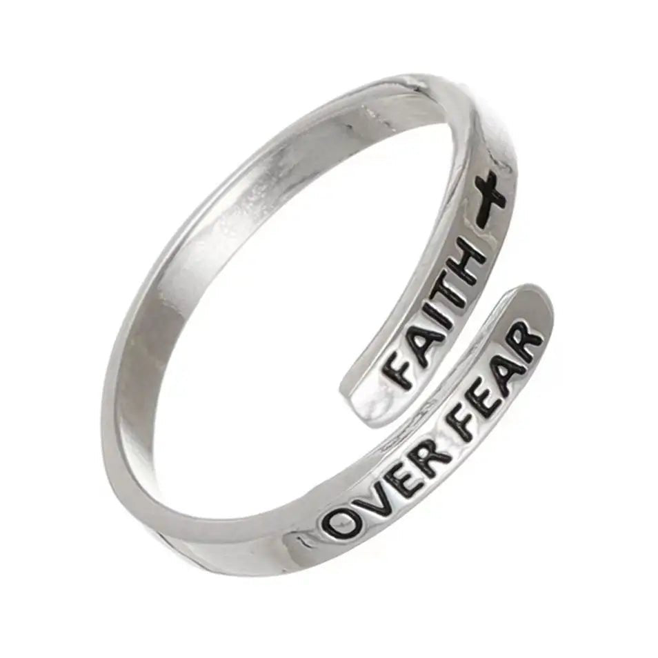 Retro Faith Cross Ring For Women Men Silver Color Punk Gothic Open Ring Unisex Jewelry Christian Accessories Holy Family Gift by Creative Vault Marketplace
