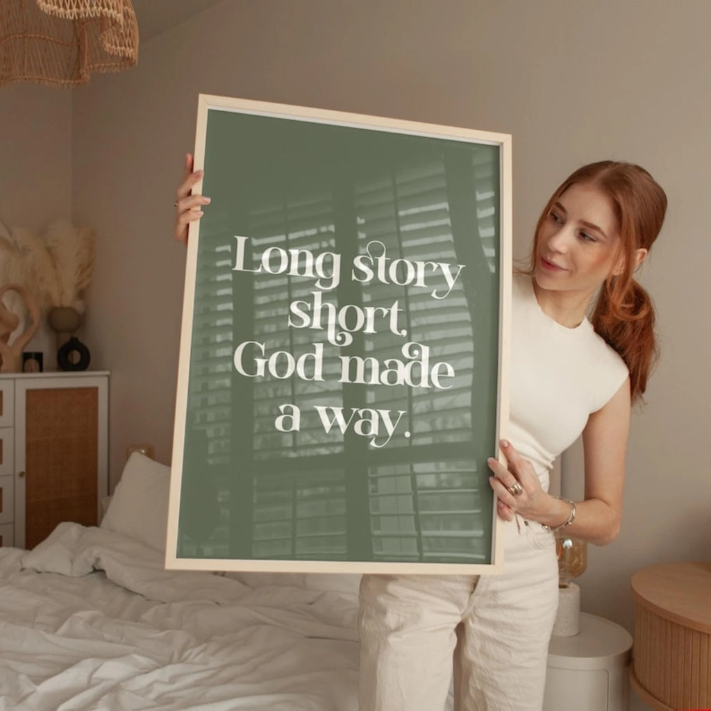 Long Story Short God Made A Way Christian Faith Wall Art Print Canvas Painting Poster Picture For Living Room,Bedroom Home Decor by Creative Vault Marketplace