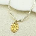Saint Joseph Pray For Us Pendant Necklace For Women Girls Stainless Steel Pearl Gold Color Faith Amulet Catholic Chain Jewelry by Creative Vault Marketplace