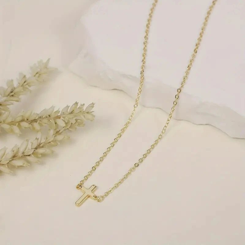 A Cross Pendant necklace 14K gold plated stylish simple cross pendant necklace Faith suitable for everyday gift women necklace by Creative Vault Marketplace