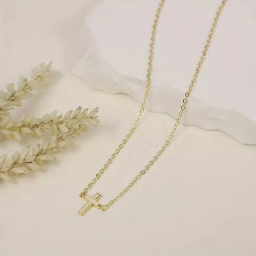 A Cross Pendant necklace 14K gold plated stylish simple cross pendant necklace Faith suitable for everyday gift women necklace by Creative Vault Marketplace