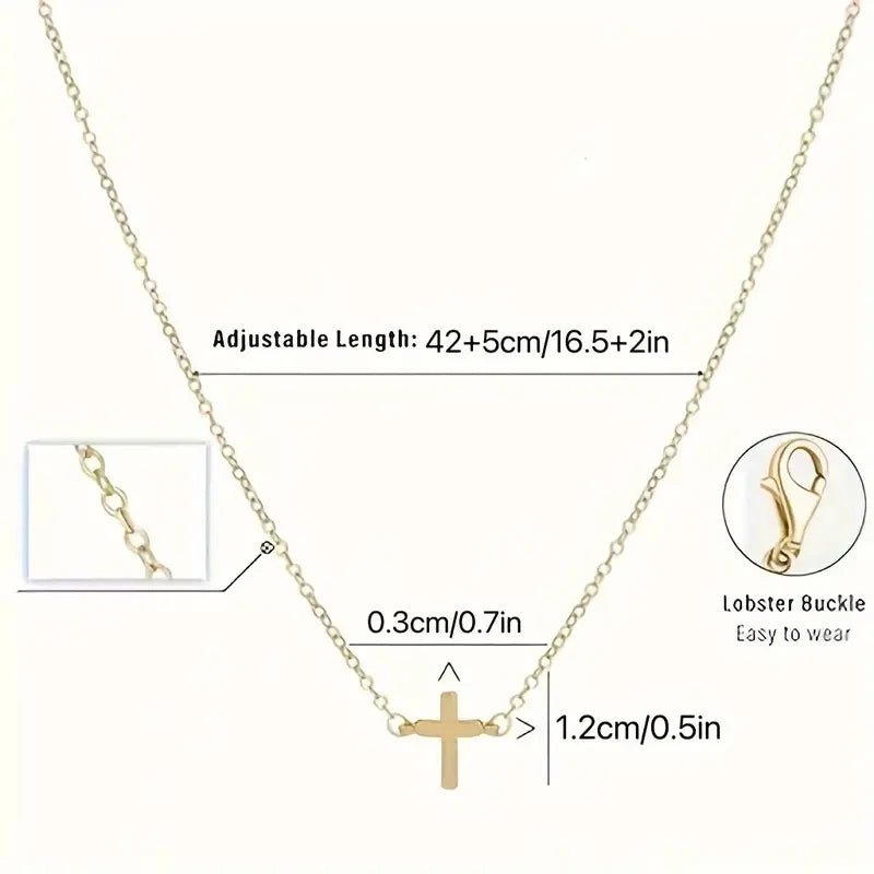 A Cross Pendant necklace 14K gold plated stylish simple cross pendant necklace Faith suitable for everyday gift women necklace by Creative Vault Marketplace
